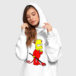 Женское худи-платье Bart Simpson - devil, цвет: белый — фото 2