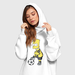 Женское худи-платье Барт Симпсон - крутой футбольный форвард, цвет: белый — фото 2
