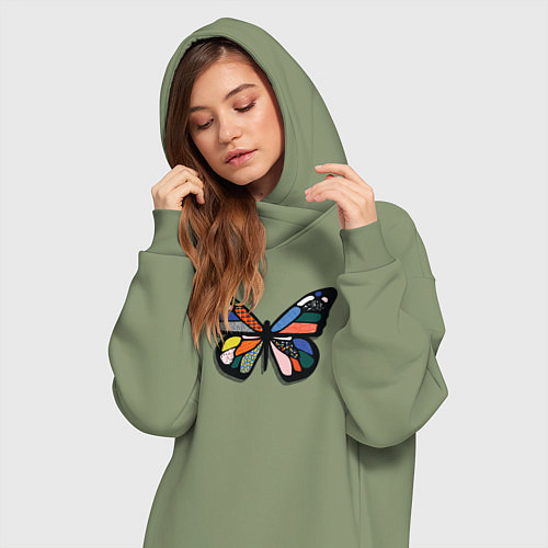 Женская толстовка-платье Графичная бабочка / Авокадо – фото 3