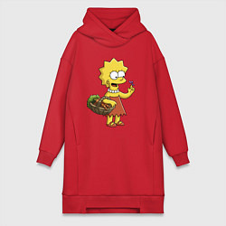 Женская толстовка-платье Lisa Simpson с гусеницей на даче