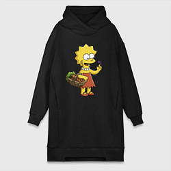 Женская толстовка-платье Lisa Simpson с гусеницей на даче
