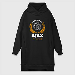 Женское худи-платье Лого Ajax и надпись legendary football club, цвет: черный