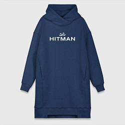 Женское худи-платье Hitman - лого, цвет: тёмно-синий