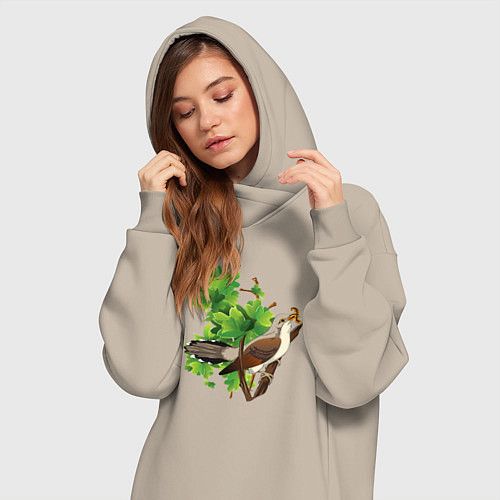 Женская толстовка-платье Кукушка на дереве / Миндальный – фото 3