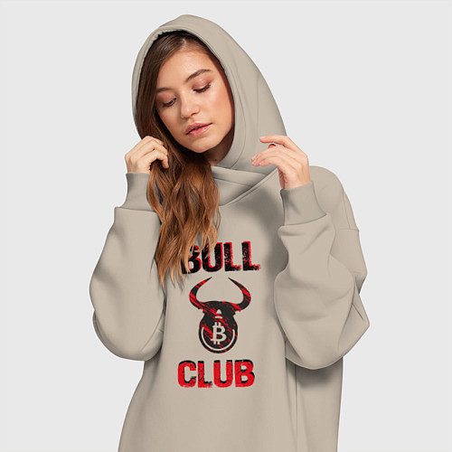 Женская толстовка-платье Bull Bitcoin Club / Миндальный – фото 3