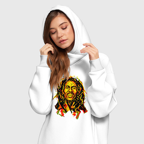 Женская толстовка-платье Боб Марли Арт Плиты / Белый – фото 3
