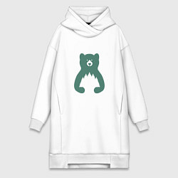 Женское худи-платье Мишка в лесу, цвет: белый