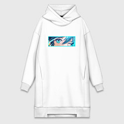 Женское худи-платье Венти: Геншин-бокс лого, цвет: белый