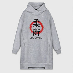 Женское худи-платье Jiu jitsu red splashes logo, цвет: меланж