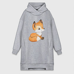 Женская толстовка-платье Маленький лисенок арт
