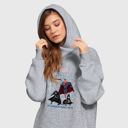 Женская толстовка-платье Туз с Бэменом и Крипто с Суперменом DC Лига Суперп / Меланж – фото 3