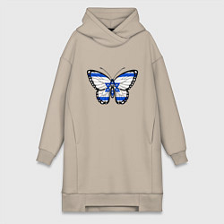 Женское худи-платье Бабочка - Израиль, цвет: миндальный