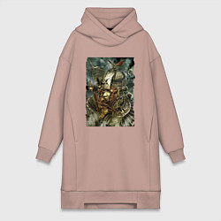 Женское худи-платье Фантастический механистический костюм для девушки, цвет: пыльно-розовый