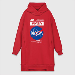 Женское худи-платье Nasa - Logo, цвет: красный