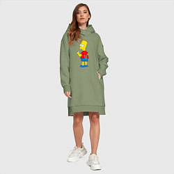 Женское худи-платье Хулиган Барт Симпсон, цвет: авокадо — фото 2