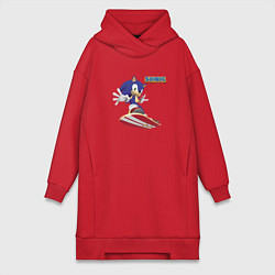 Женское худи-платье Sonic - hedgehog - skateboarding, цвет: красный