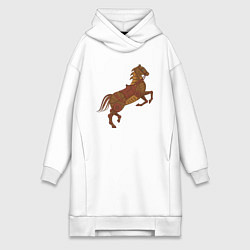 Женское худи-платье Стимпанк-лошадь, цвет: белый