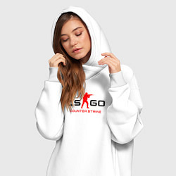 Женское худи-платье Counter Strike логотип, цвет: белый — фото 2