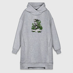 Женское худи-платье Атака русских мертвецов - Осовец, цвет: меланж