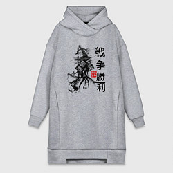 Женское худи-платье Самурай с мечом в шлеме, цвет: меланж