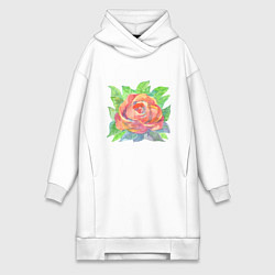 Женское худи-платье Алая роза, цвет: белый