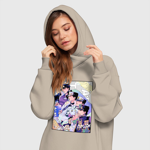 Женская толстовка-платье Этапы жизни Джотаро- JoJO / Миндальный – фото 3