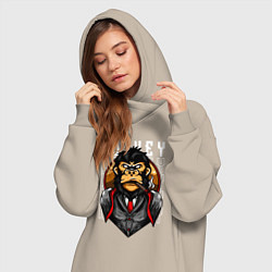 Женское худи-платье Обезьяна в костюме, цвет: миндальный — фото 2