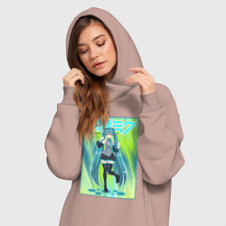 Женское худи-платье Хацунэ Мику, цвет: пыльно-розовый — фото 2