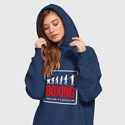 Женская толстовка-платье Boxing evolution its revolution / Тёмно-синий – фото 3