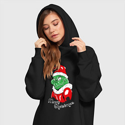 Женское худи-платье Merry Christmas, Santa Claus Grinch, цвет: черный — фото 2