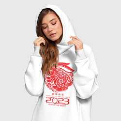 Женское худи-платье Year of the rabbit 2023, cappy chinese new year, цвет: белый — фото 2
