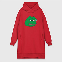Женское худи-платье Лягушонок Пепе-Frog Pepe, цвет: красный
