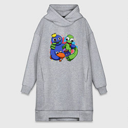 Женское худи-платье Персонажи игры Радужные друзья, цвет: меланж