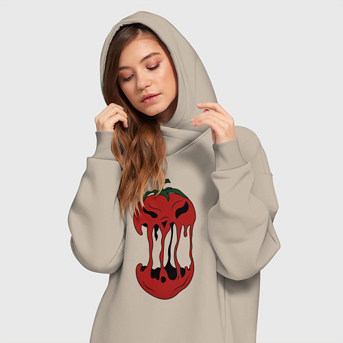 Женская толстовка-платье Агрессивный красный помидор / Миндальный – фото 3
