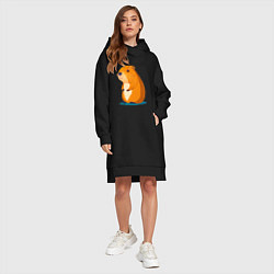 Женское худи-платье Капибара - рисунок, цвет: черный — фото 2