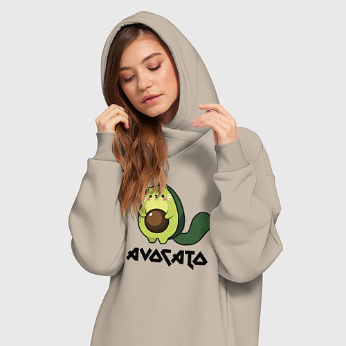 Женская толстовка-платье Avocado - AvoCATo - Joke / Миндальный – фото 3