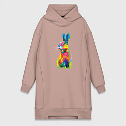 Женская толстовка-платье Кролик в стиле поп-арт