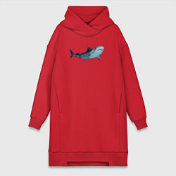 Женское худи-платье Realistic shark, цвет: красный