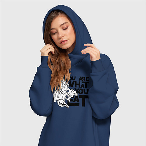 Женская толстовка-платье Ты то , что ешь / Тёмно-синий – фото 3
