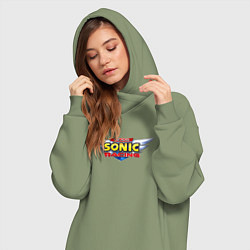 Женское худи-платье Team Sonic racing - logo, цвет: авокадо — фото 2