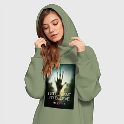 Женское худи-платье X Files - believe, цвет: авокадо — фото 2
