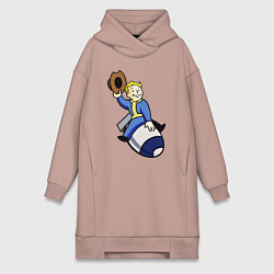 Женское худи-платье Vault boy - bomb rider, цвет: пыльно-розовый