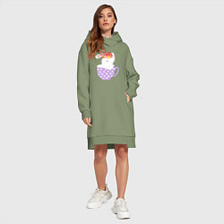 Женское худи-платье Зайка в кружке, цвет: авокадо — фото 2