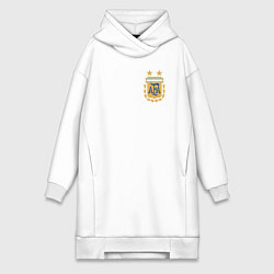Женское худи-платье Сборная Аргентины логотип, цвет: белый
