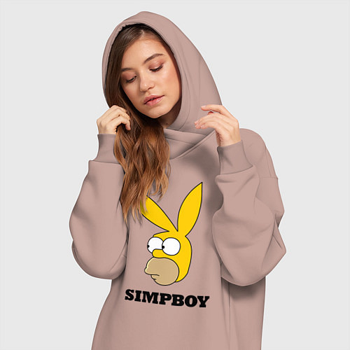 Женская толстовка-платье Simpboy - rabbit Homer / Пыльно-розовый – фото 3