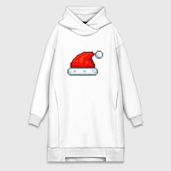 Женское худи-платье Пиксельная шапка Санта Клауса, цвет: белый