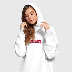 Женское худи-платье 6IX9INE красная плашка, цвет: белый — фото 2