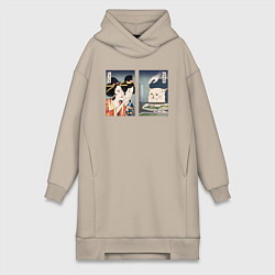 Женская толстовка-платье Мем в японском стиле