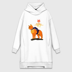 Женское худи-платье Stray - cat logo, цвет: белый