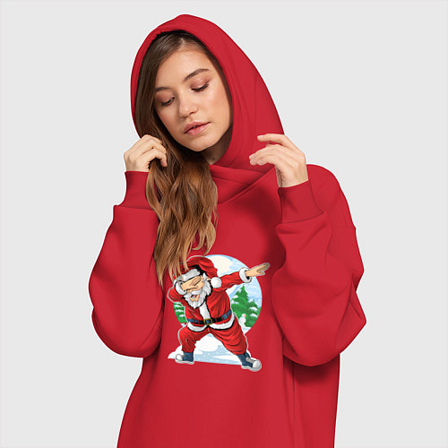 Женская толстовка-платье Dabbing Santa day / Красный – фото 3